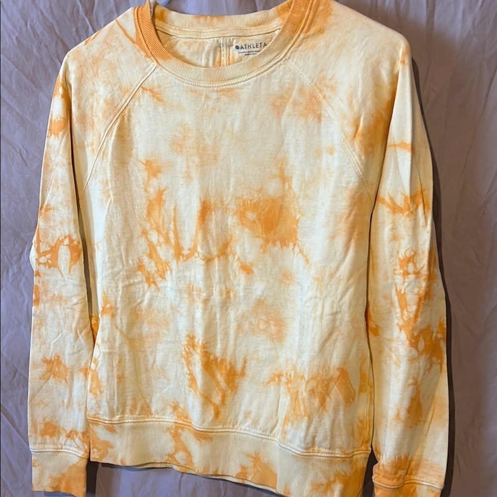 Athleta Tie-Dye Long Sleeve Tee - Orange and Cream